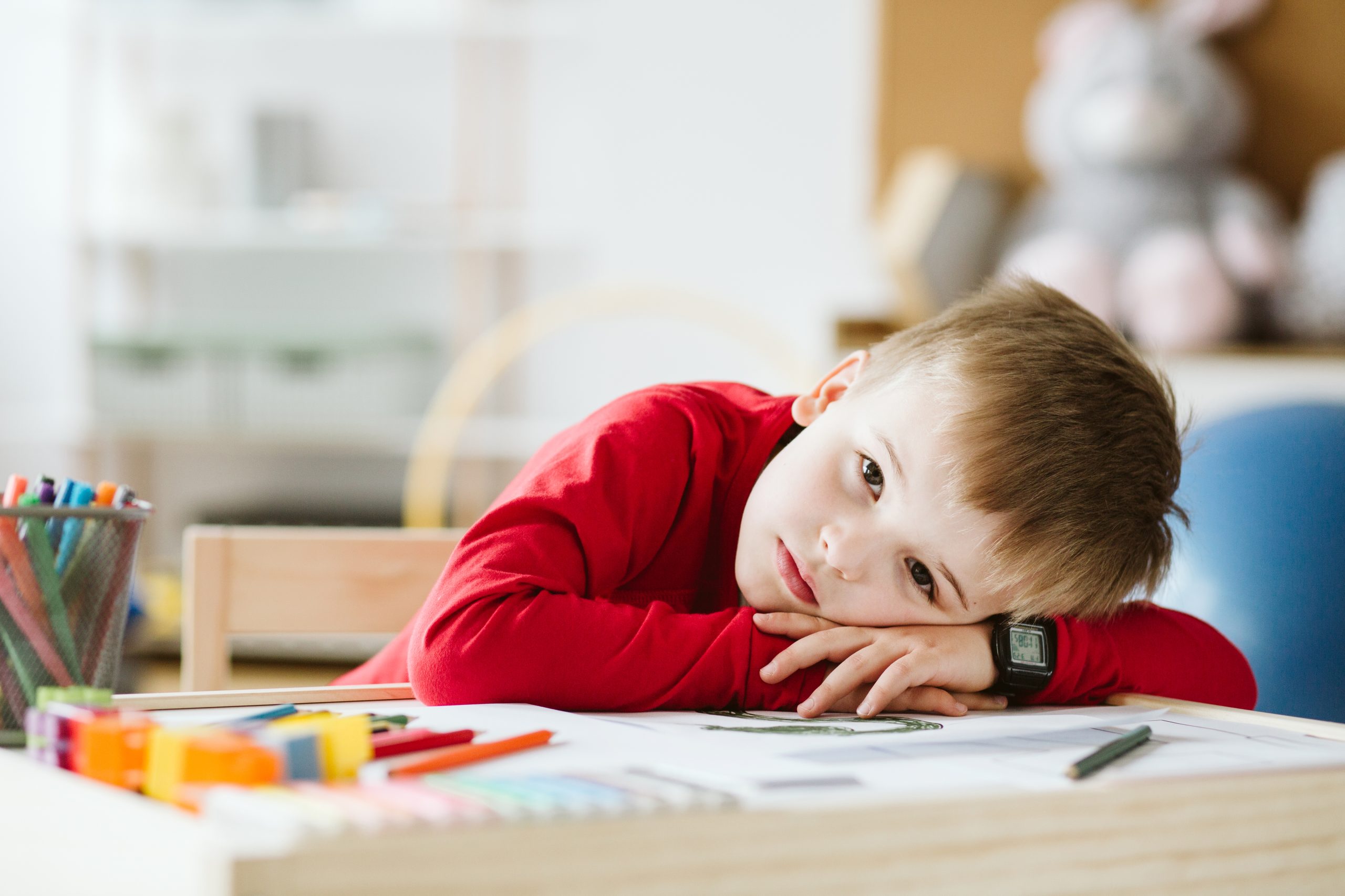 Sad,Little,Boy,In,Red,Sweater,Feeling,Lonely,And,Lying